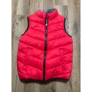 Swiss gear vest Boys Size Small, Red Gray, Plaid, Vest, Full Zip, Reversible